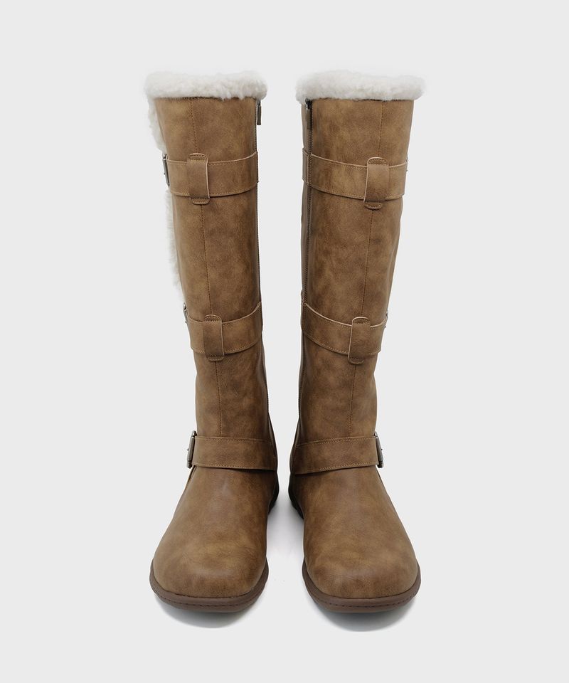 Ember 0034. Belted Fur Boots - 2colors