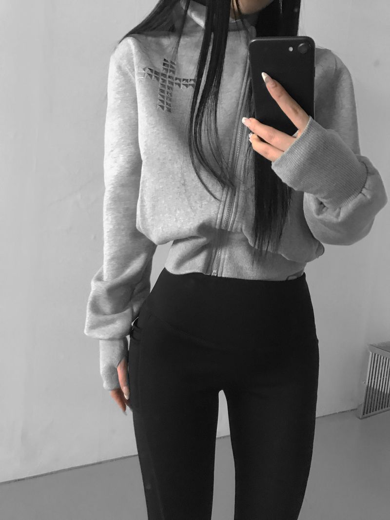 tuebe cross high neck zip-up(2 color)
