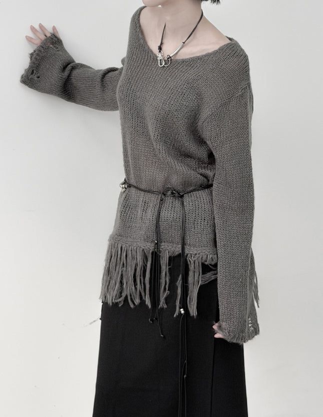 Lynch Fringe V-Neck Knit