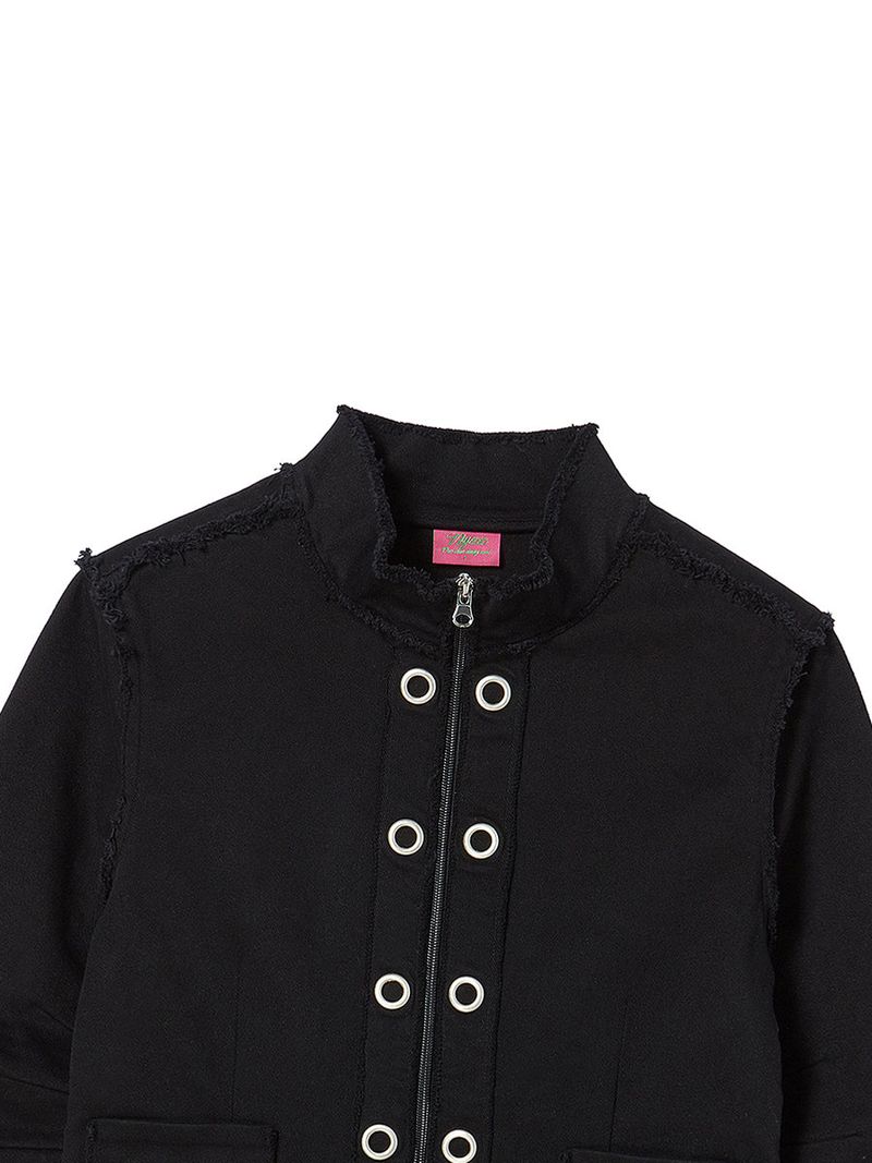 EYELET COTTON JACKET BLACK