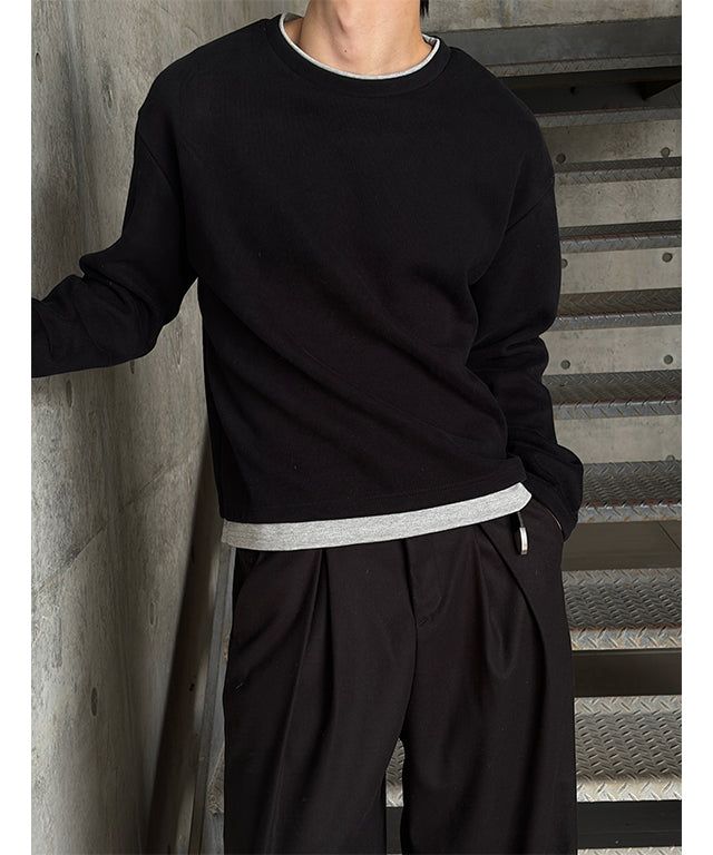 [Unisex] Crop layered round knit(3color)