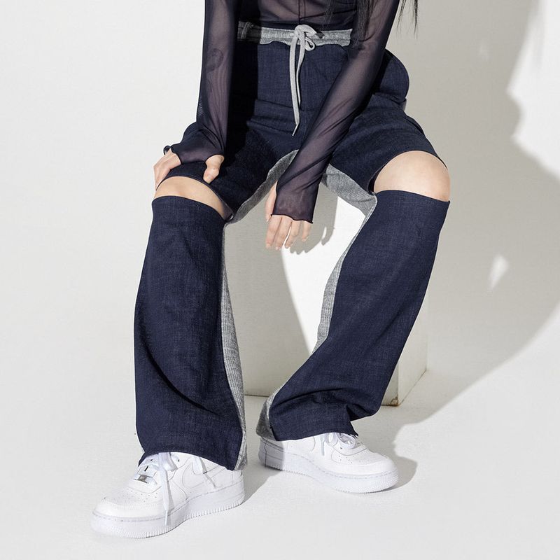 ZEROPLANET（ゼロプラネット）の「デニムニットブロッキングパンツ / Denim Knit Blocking Pants [BLUE]（Pants）」
