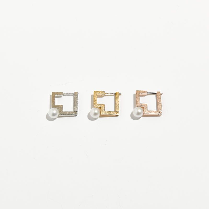 Pearl Square Hoop Earrings