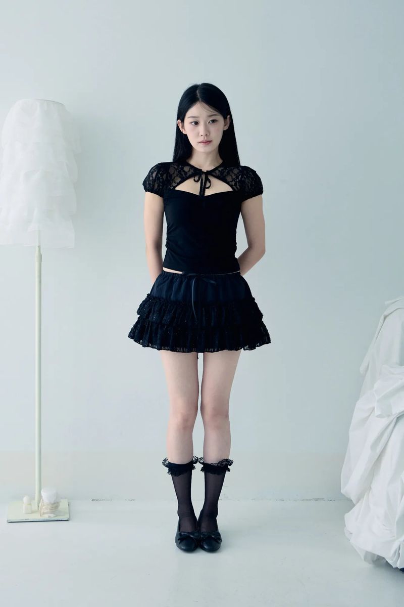Daynee（デイニー）の「ラブブロッサムスカート(ブラック)（スカート）」