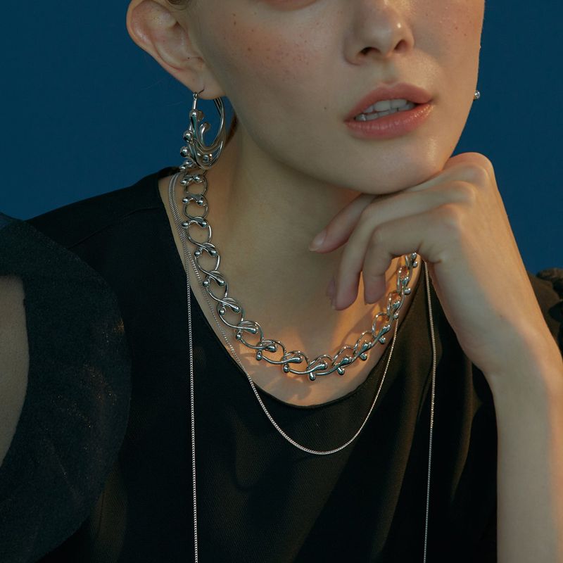 Tear Drop Chian Necklace_Silver