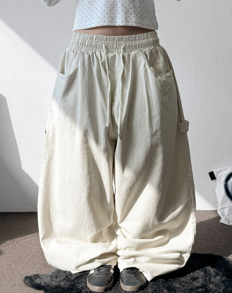 Turi Carpenter Rivet Balloon Cotton Washed Long Pants 4 Colors