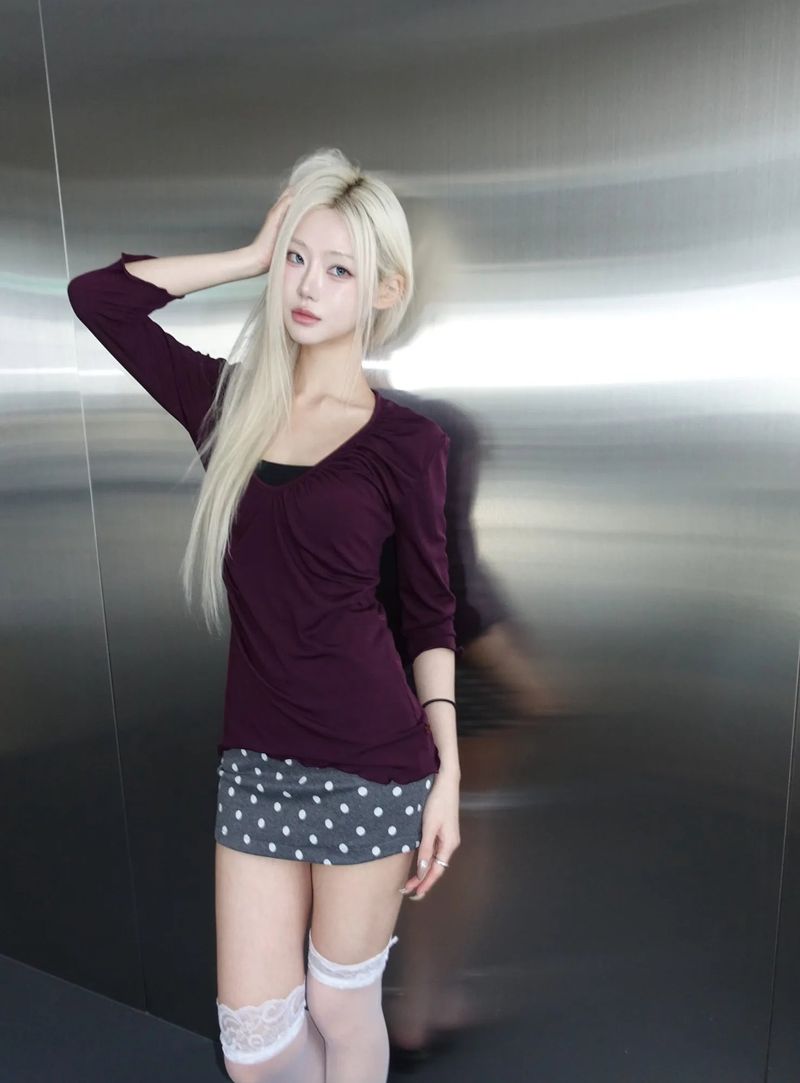 Mauve Shirred Top