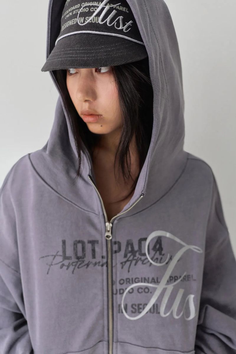 26SS★ HIGH NECK VINTAGE PIGMENT HOODIE ZIP-UP