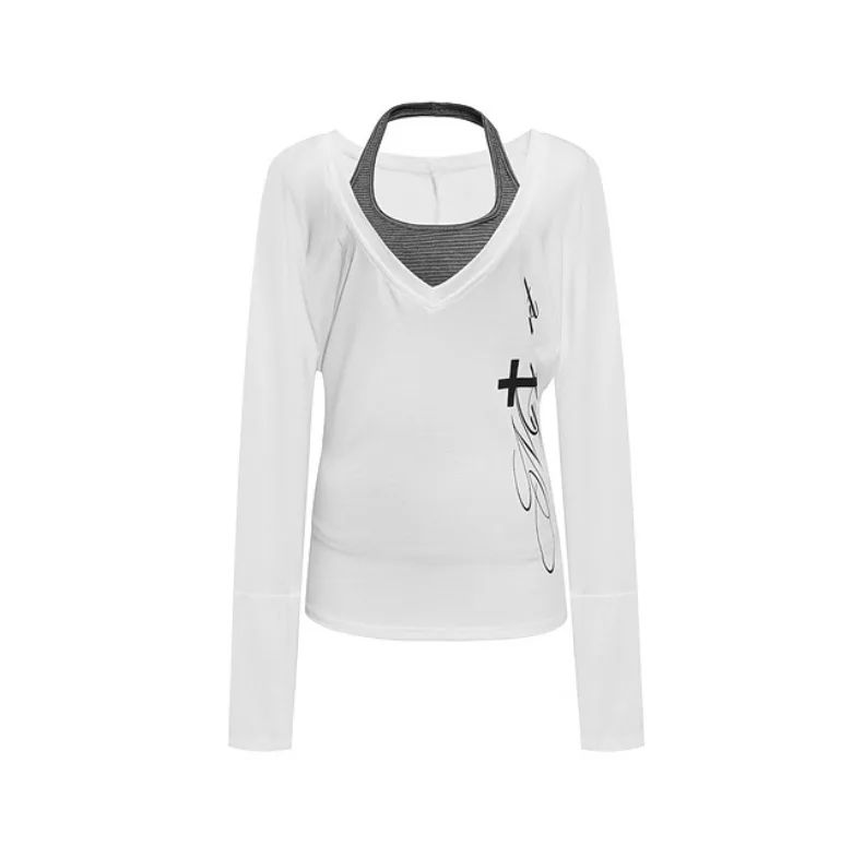 Laura Layered Lettering V-Neck Top