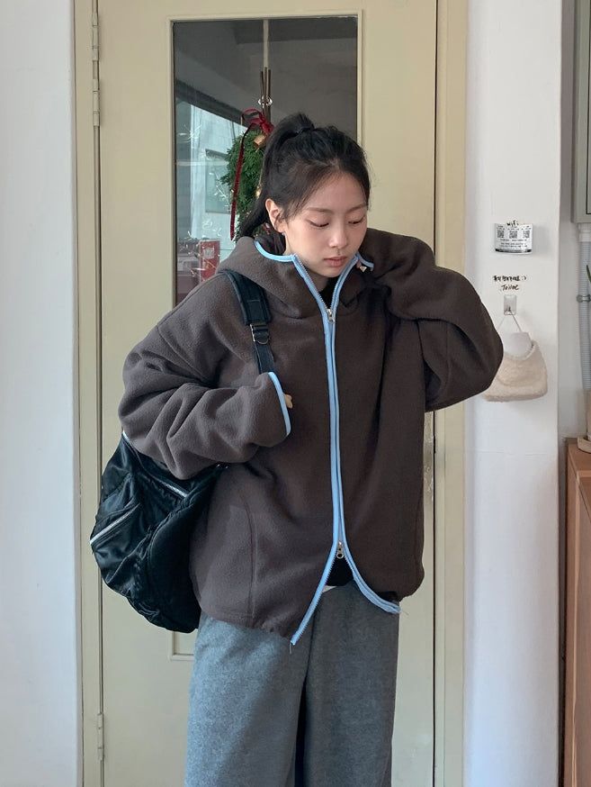 BAON（バオン）の「[unisex] Canie Hood Color Matching Fleece Zip-Up Jumper（Jackets/Outerwear）」