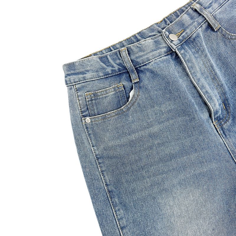 SR シーム ディテール セミワイド フレア デニムパンツ(4 Colors)