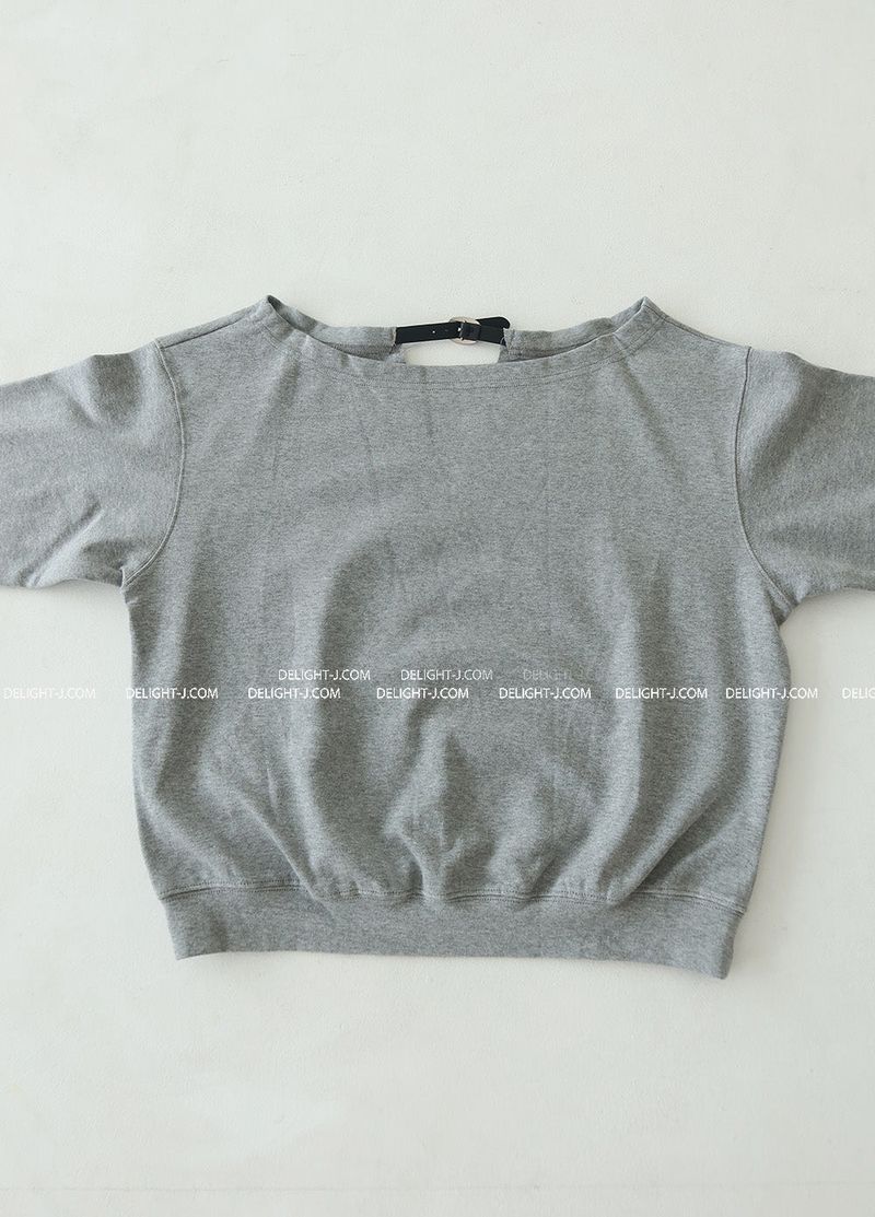 Buckle backless off-shoulder sweatshirt