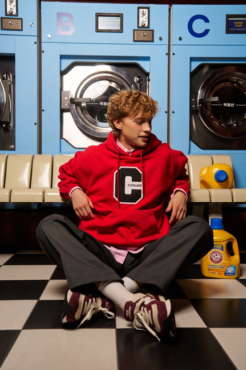 Mix C patch Hoodie / Red [Unisex]