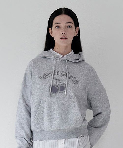 KIRSH（キルシー）の「KIRSH PLAIN CHERRY ARCH LOGO CROP HOODIE [MELANGE GRAY]（Tops）」