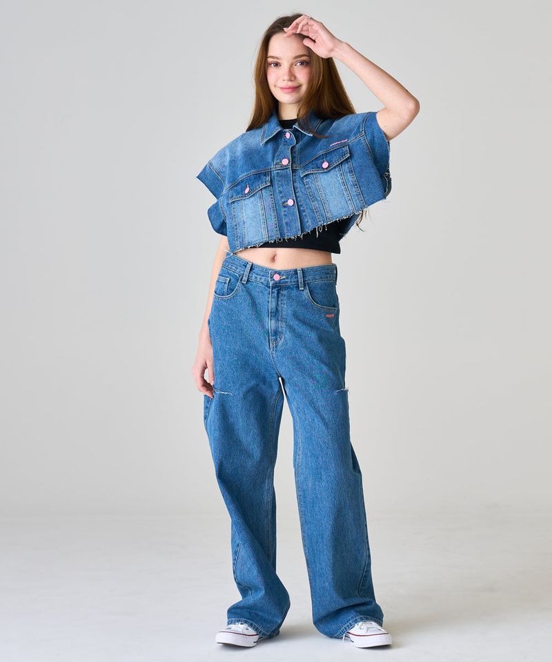 MP HALF CUTTING DENIM PANTS