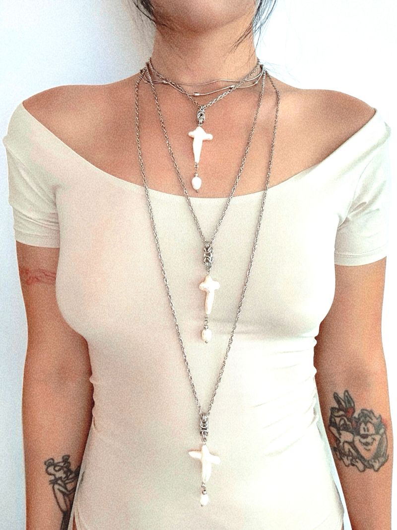 Cross Baroque Pearl Necklace