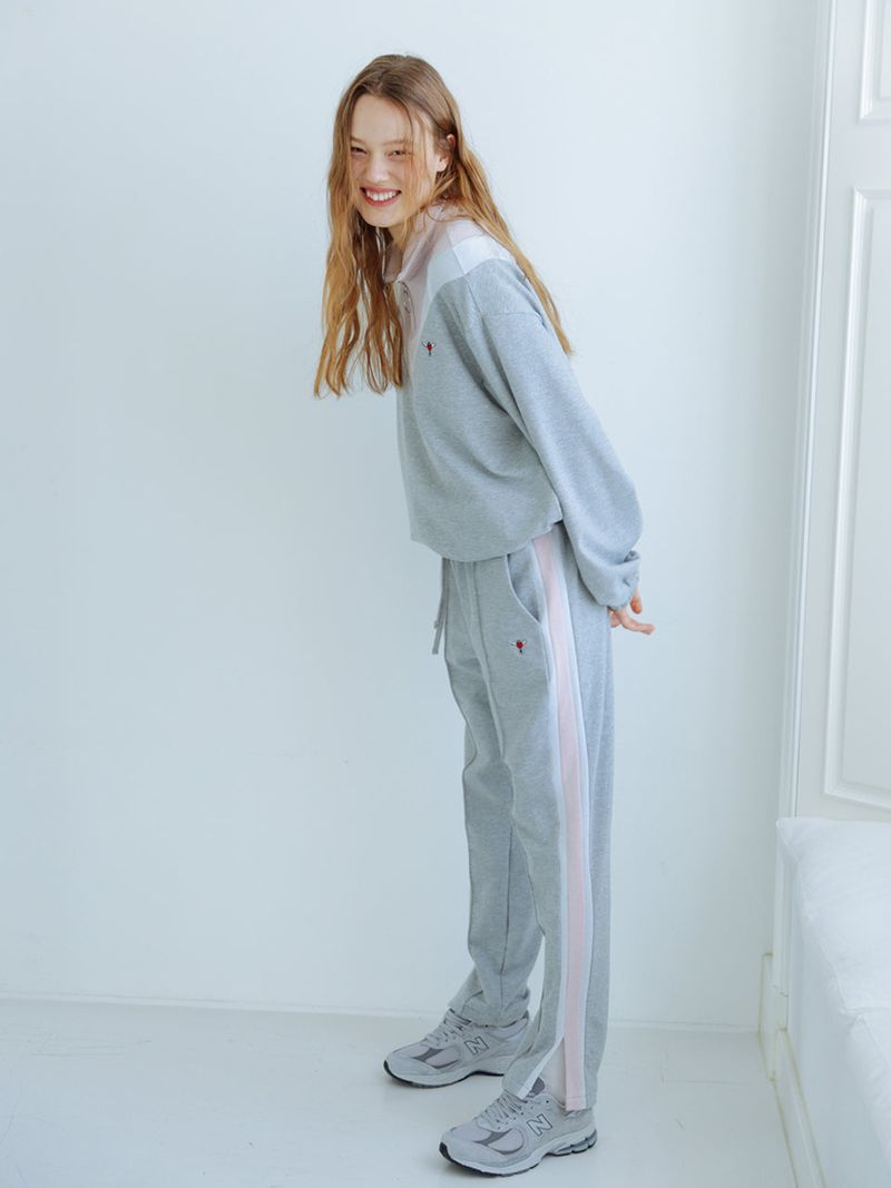 0 3 soft shining track pants - GREY
