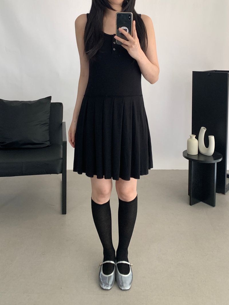Pedro pleated sleeveless dress