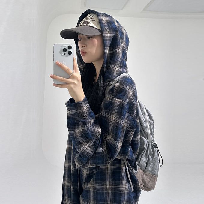 KIXI（キッシー）の「Retro flannel check hood shirt（Tops）」