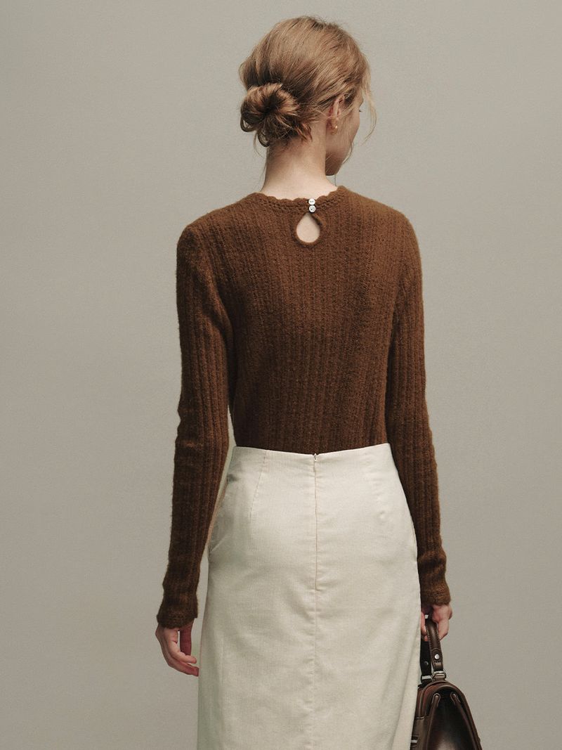 BETH woolen wave neck knit