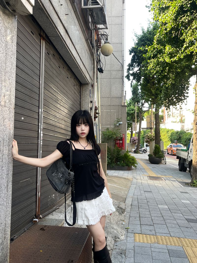 Tommy off-shoulder ribbon sheer top
