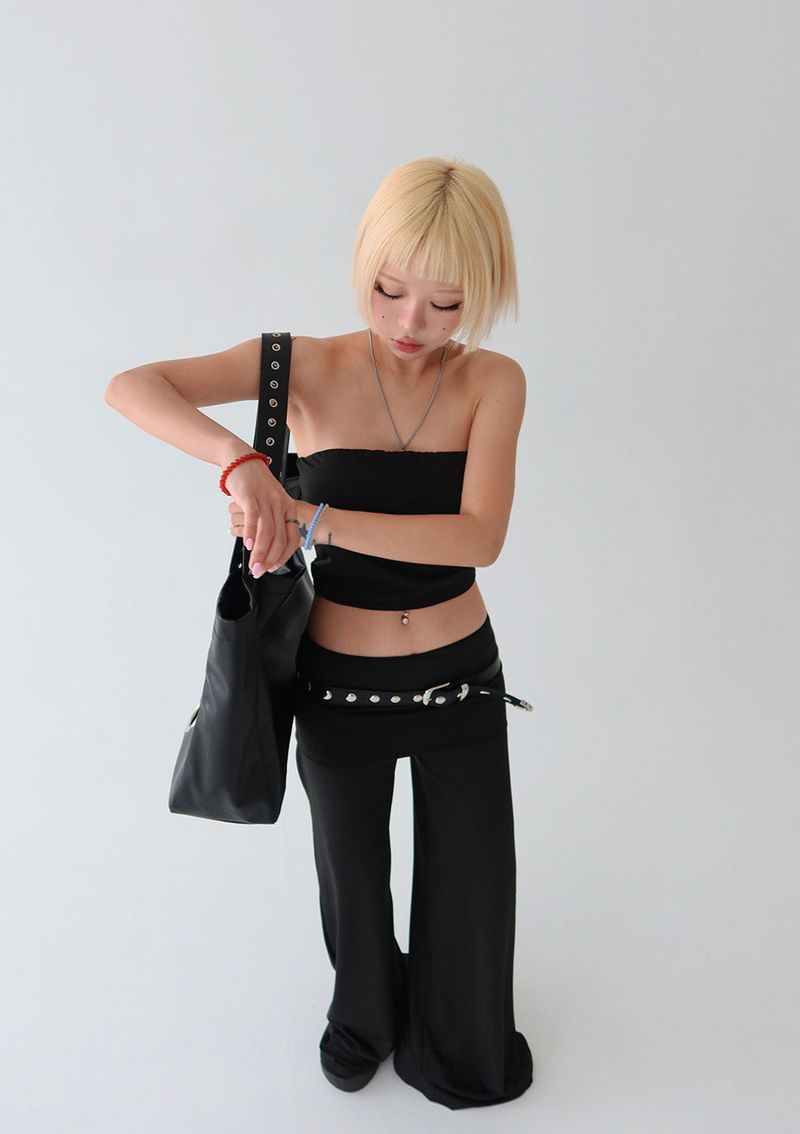 Summer Tube Top & Roll-Up Pants Two-Piece Set