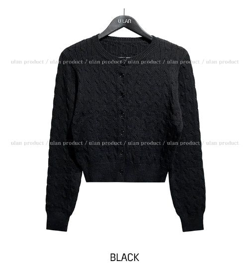 [U-BASIC] Laurent Round Cable Cardigan