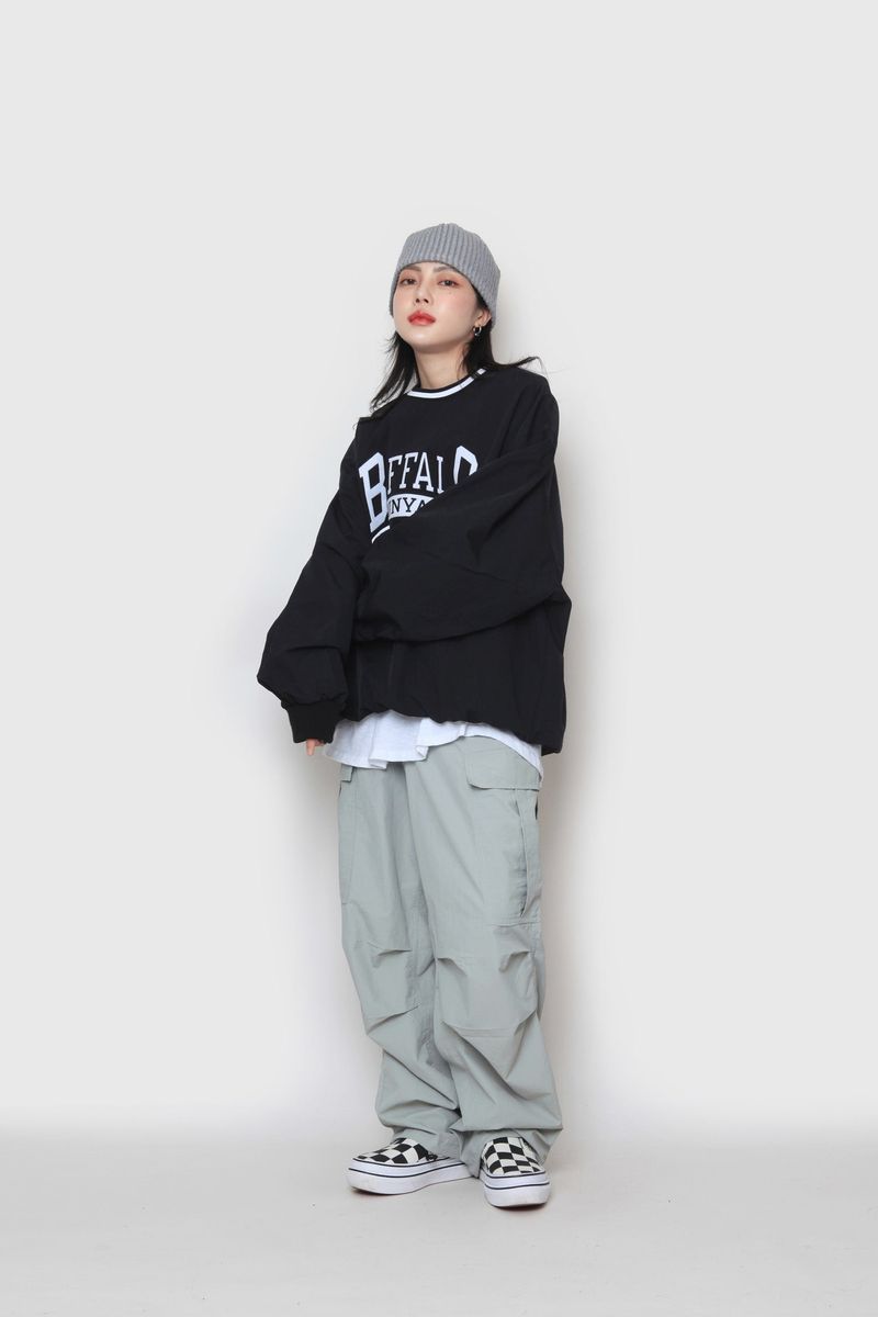 wide nylon cargo pants