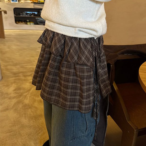 hijjoo（ハイチュー）の「Coco Checkered Cancan Layered Wrap Ribbon Skirt（Skirts）」
