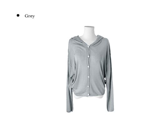 Hobin See-Through Knit Hood Cardigan