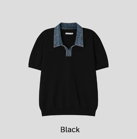 Vice Denim Collared Short Sleeve Knit