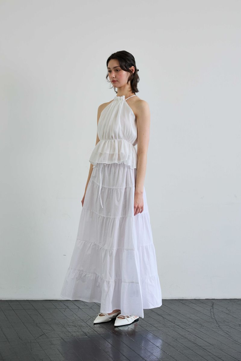 PEARL HALTERNECK TOP / WHITE