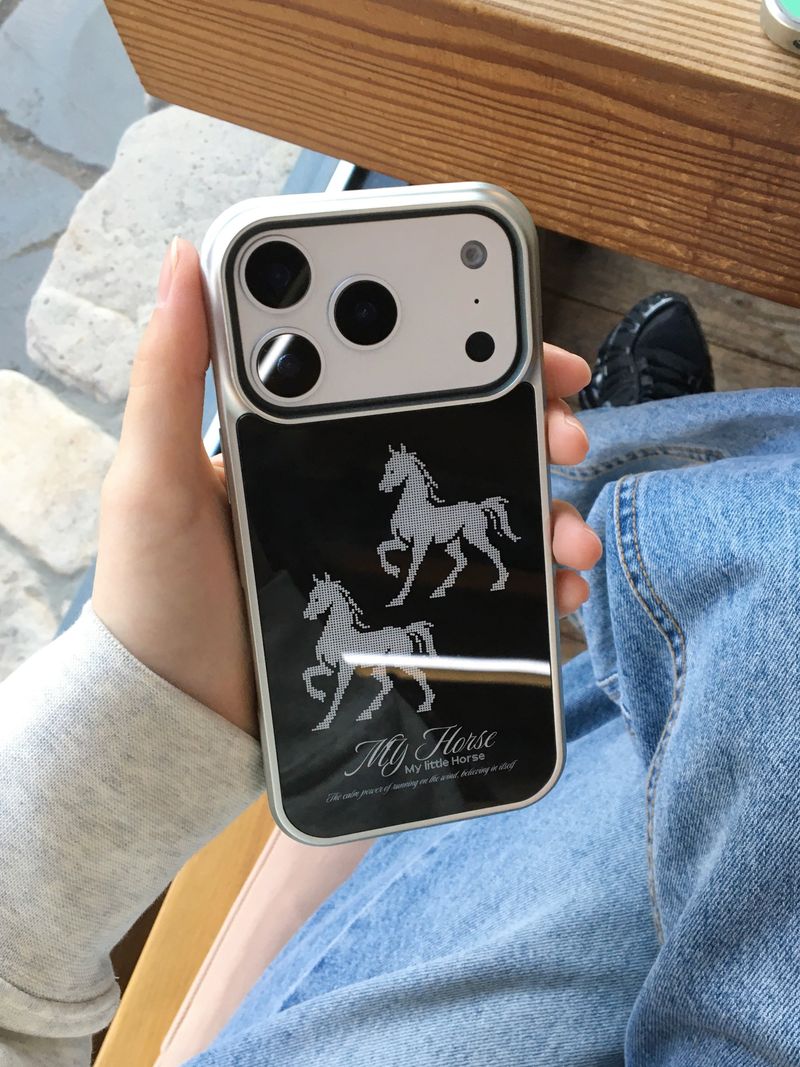 Pony Silver Glass Bumper Case(Black)