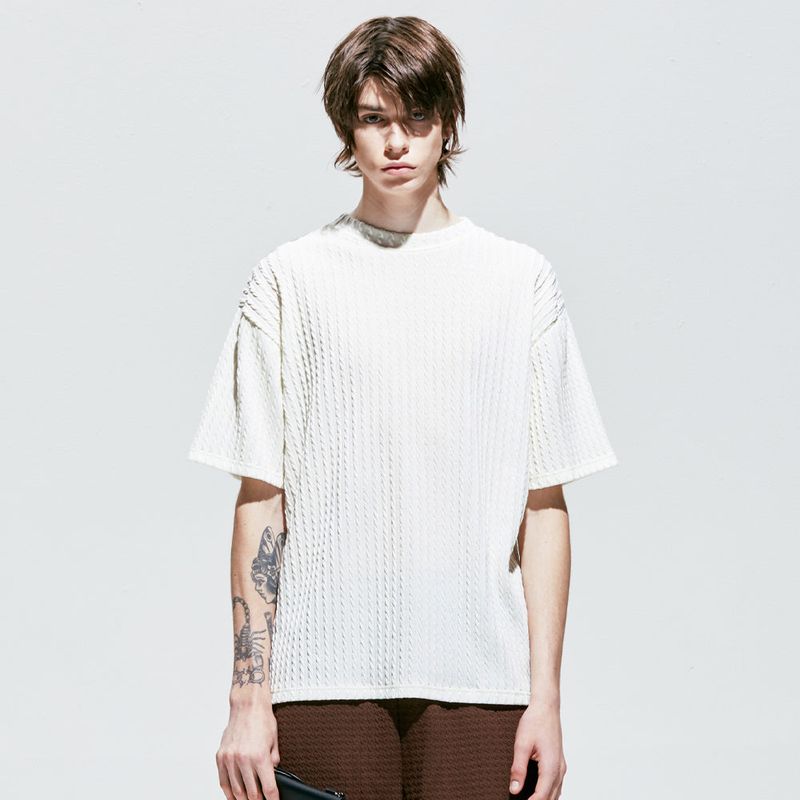 jacquard knit t-shirt ivory
