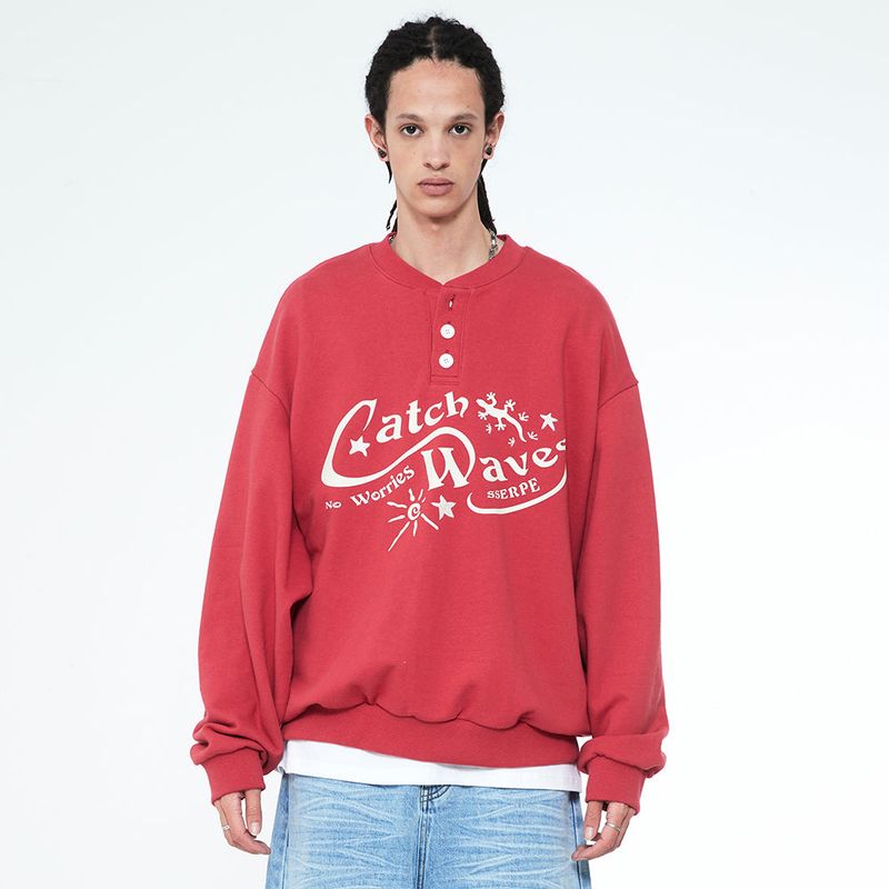 Sserpe(セルぺ)の「Catch Waves Henly Neck Sweatshirts Pink(Tops)」