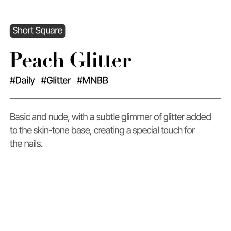 MUZMAK Reusable Nail Tip Peach Glitter(Short Square)