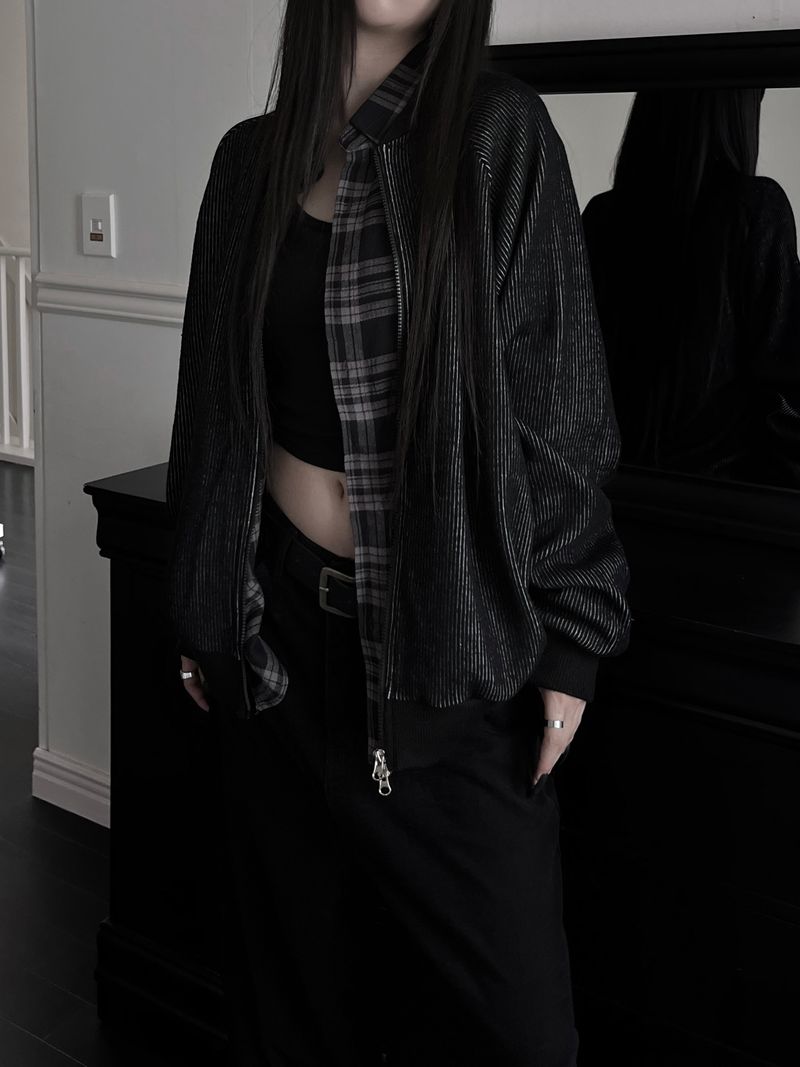 pair wool stripe zip-up (unisex)