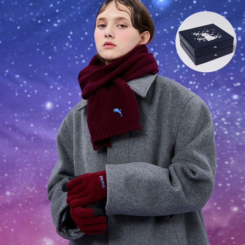 [Gift Box] Dolphin Cashmere Muffler + Gloves SET