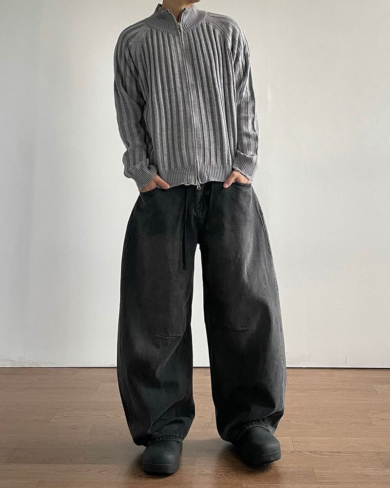 Frame Damage Knit Zip-up