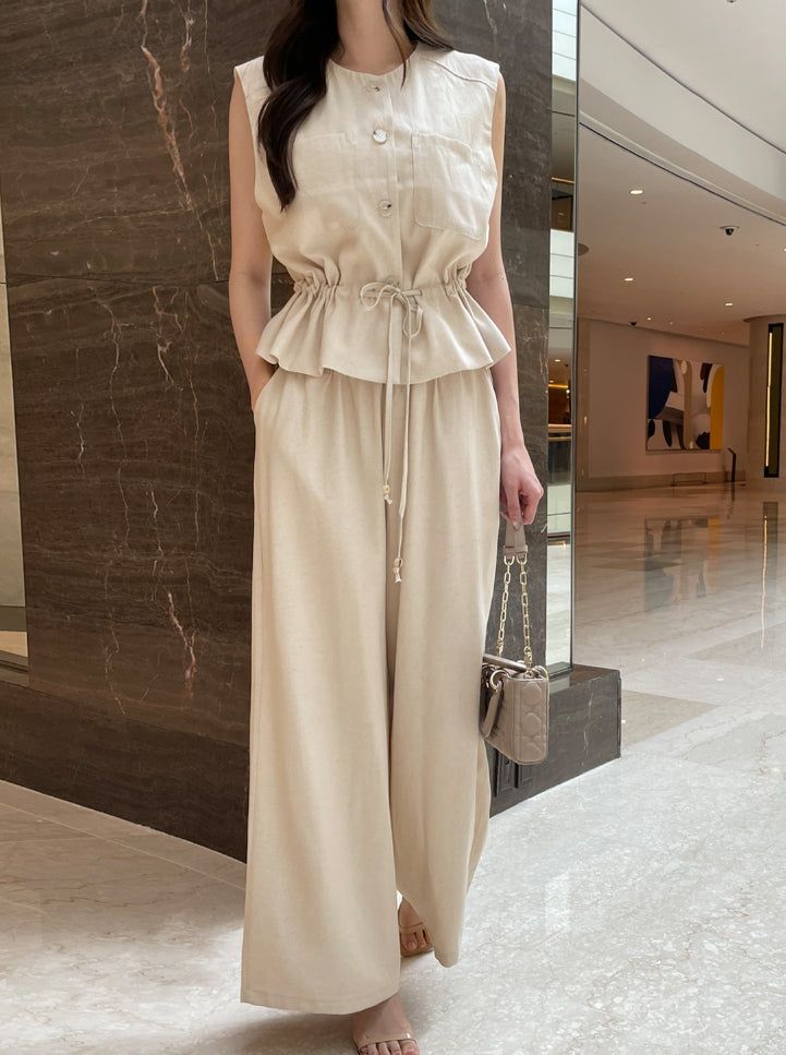 iam mari（アイアム マリ）の「Bena Linen Sleeveless Banding Pants Set（Setup）」