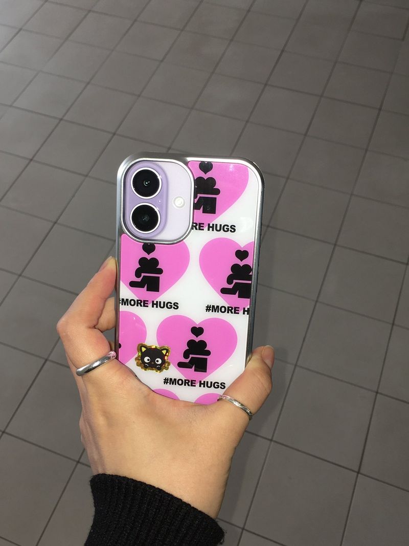 MORE HUGS glass silver bumper phone case