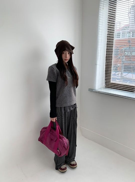 Maena Boucle Layered Short Sleeve Knit