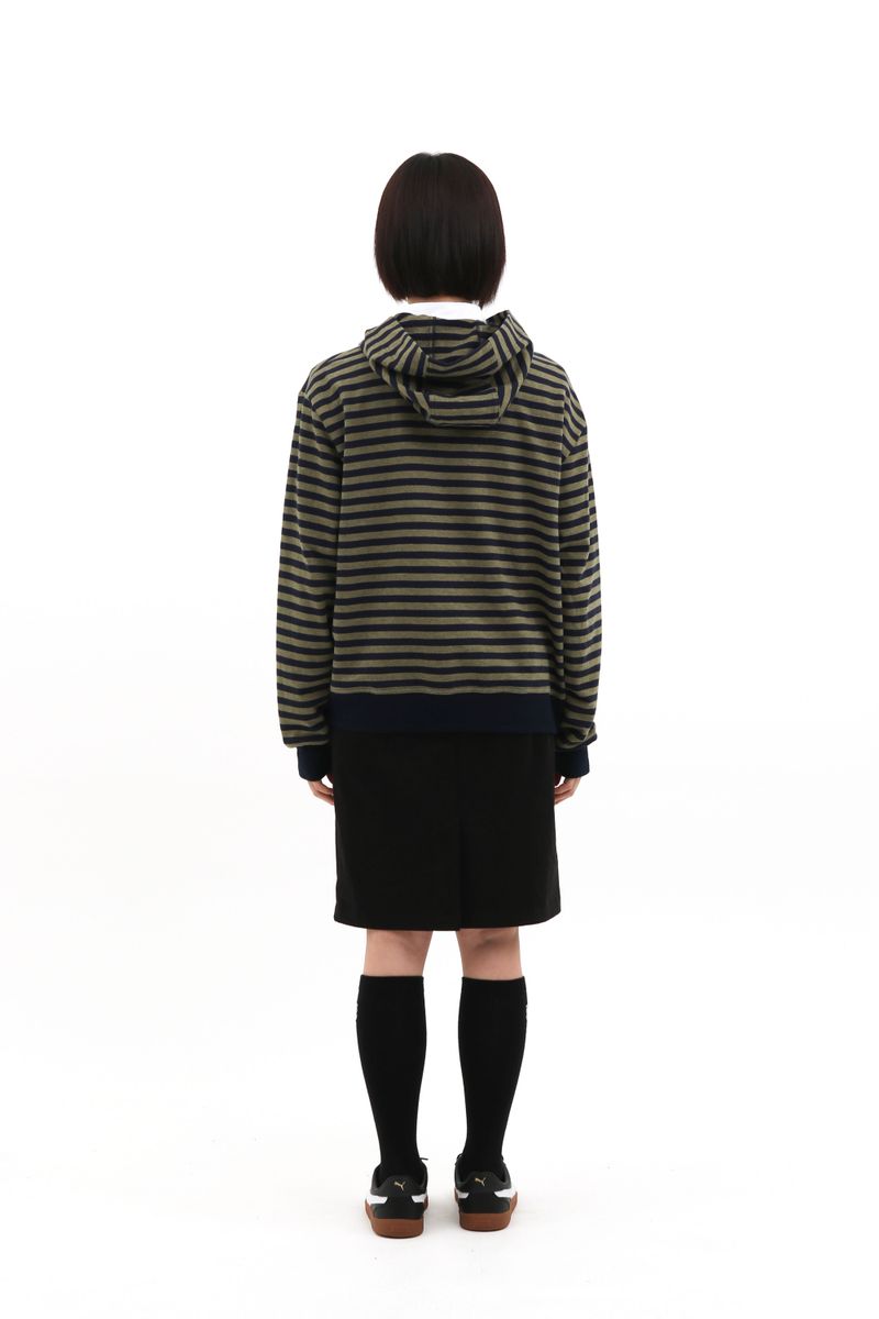 ONE WAY STRIPE HOODIE ZIPUP (GREEN/NAVY)