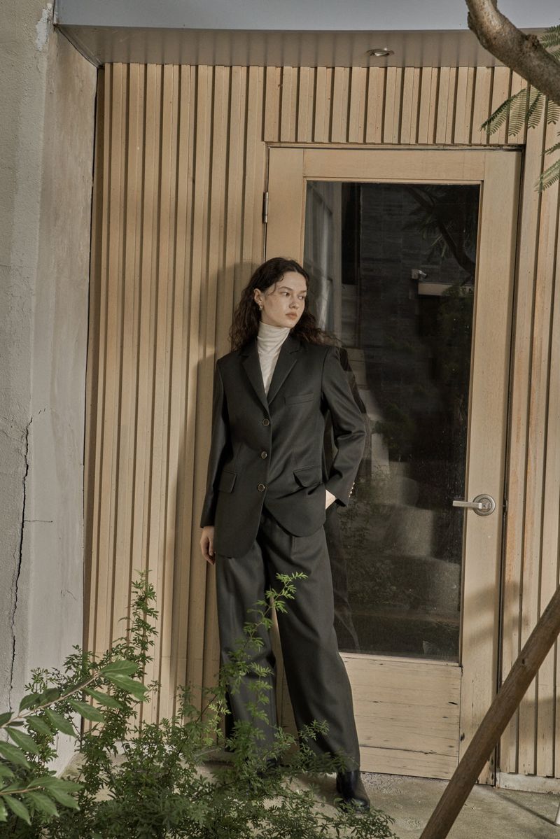 WOOL TWILL SETUP JACKET_DEEP KAHKI