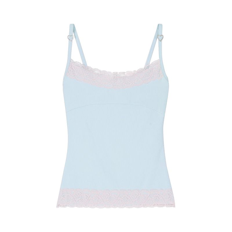 [MADE] Heart-Drop Lace & Cubic Heart Camisole