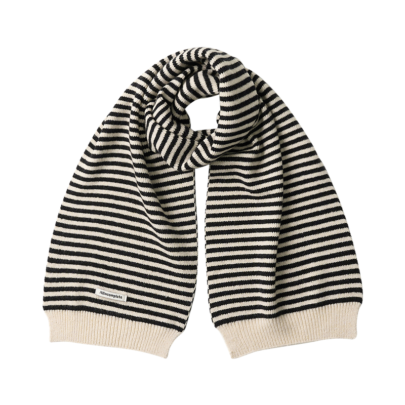 Candy Stripe Knit Muffler (Ivory & Black)