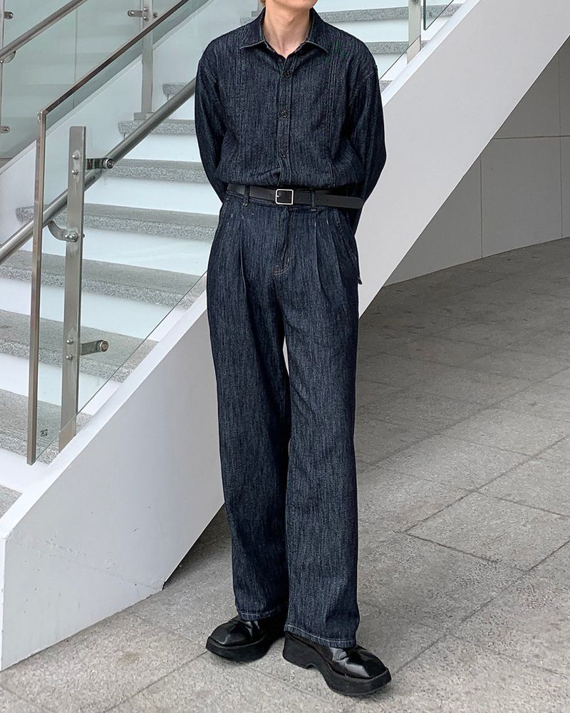 LE Mono Linen Two-Tuck Denim