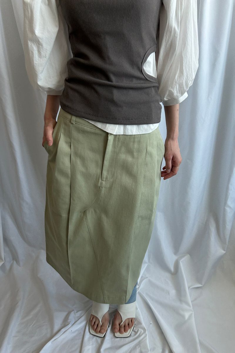 TAILOR PLEATED SK [Olive]