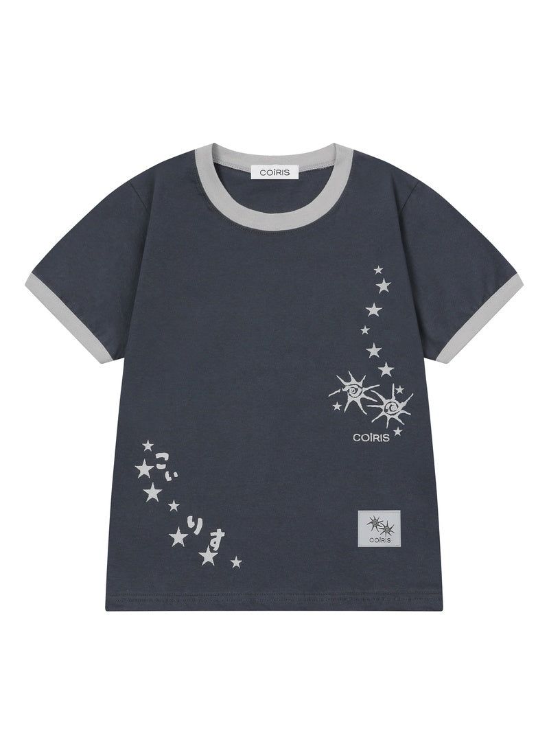COIRIS（コイリス）の「ホタルレタリングリンガーハーフT (2COLOR)（トップス）」