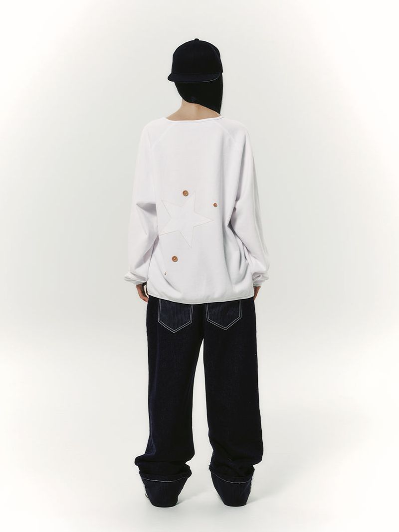 STAR APLIQUE CREWNECK WHITE
